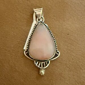 Hand Crafted Sterling Silver Pink Opal Teardrop Pendant